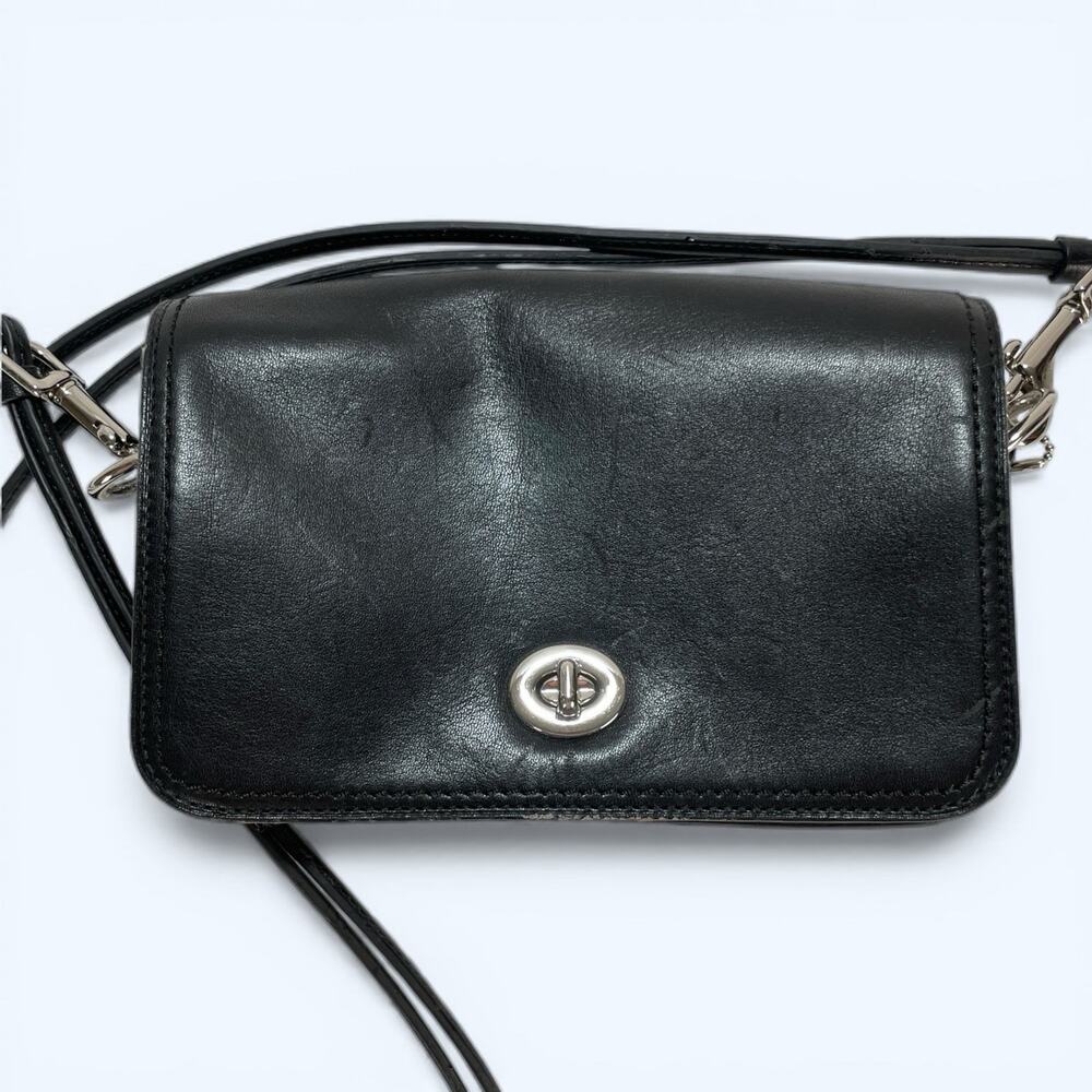 Coach Legacy Black Leather Penny #19914 Double Strap Purse Crossbody